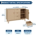 thumbnail image 2 of Juiluna Fluted Buffet Storage Cabinet, 47.2in Large Coffee Bar Kitchen Sideboard Cupboard with 3 Drawers 2 Doors for Living Room Entryway, Oak/White, 2 of 8