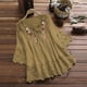 thumbnail image 2 of Camisas para adolescentes,Blusa vintage de encaje con patchwork, top de manga tres cuartos con cuello en V, camiseta de lino con detalle de lazo informal, tops de moda para mujer, sopatenor, 2 of 9