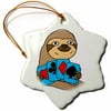 3dRose Funny Cute Sloth Playing Card Game - Snowflake Ornament, 3-inch