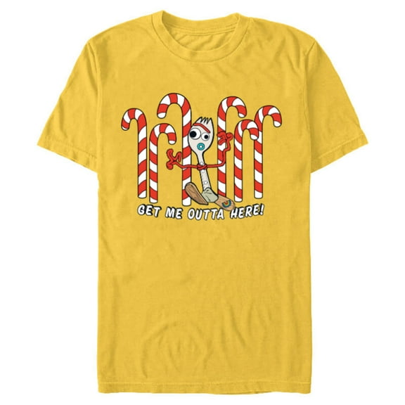 Toy Story 4 Forky Get Me Outta Here Candy Canes Holiday - Short Sleeve Blended T-Shirt for Adults - Customized-Yellow