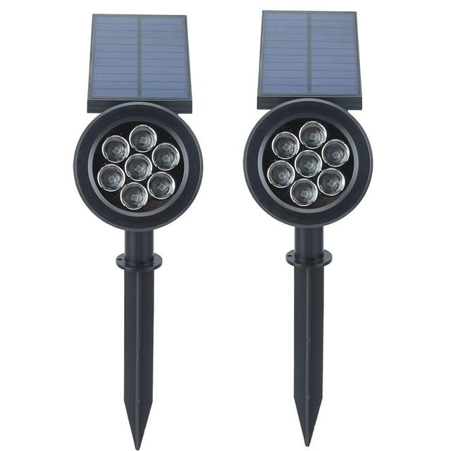 2 Pack 7 LED Solar Lawn Lights Waterproof Solar Powered Outdoor Garden Yard Landscape Stake Lights 7 Colors