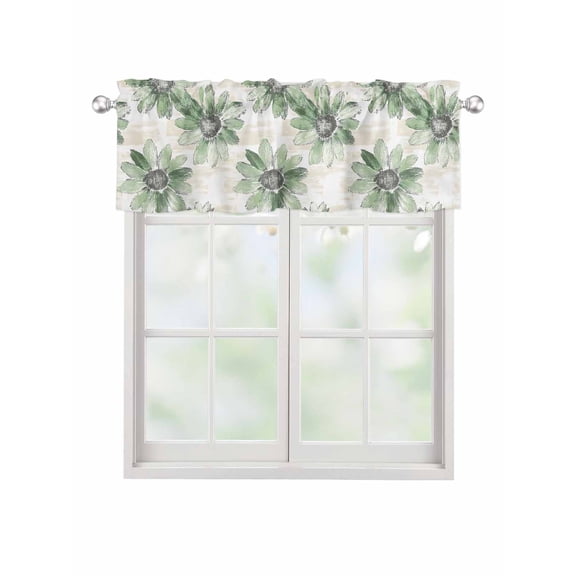 Valances for Windows Green Floral Rod Pocket Cafe Window Treatments Valance Curtains for Kitchen Bathroom Laundry Basement Windows 42"x18"