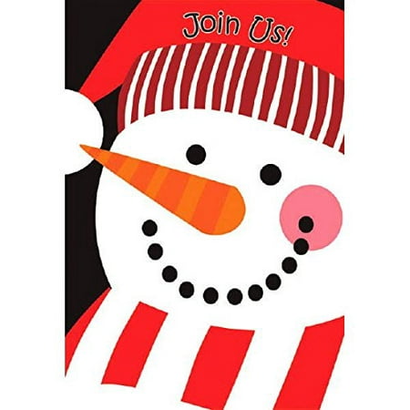 Festive Christmas and Holiday Party Snowman Buddy Postcard Invitation , Red/White/Black, Paper , 6 1/4