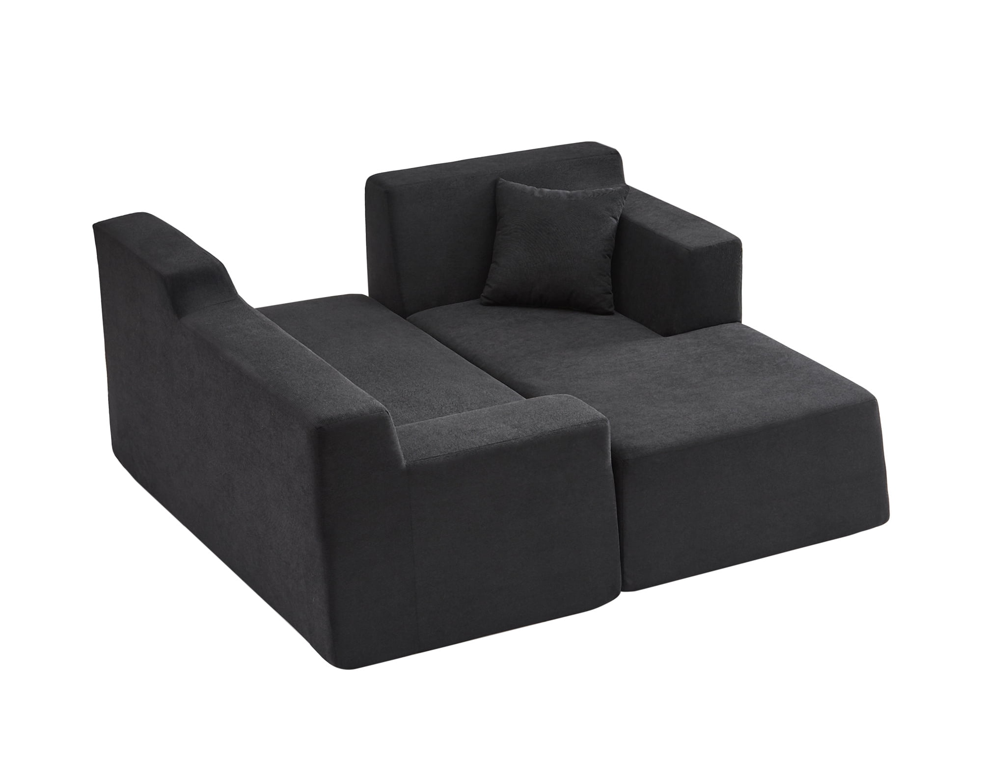 Aukfa 97" Cloud Sectional Sofa Trapezoid Boneless Couch Modular Sofa Bed for Living Room, Right Chaise, Black