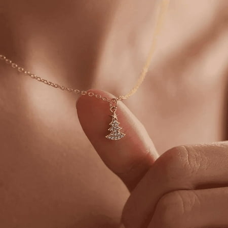 Gold Plated Very Tiny Christmas Tree Pave Necklace, Winter Necklace, Gift for her, Christmas Necklace, Christmas Jewelry, Christmas Gift