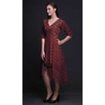 thumbnail image 2 of Bimba Cotton Red Damask Block Womens V Neck Asymmetrical Pocket ShiftÂ&nbsp;DressÂ&nbsp;Short Sleeve MidiÂ&nbsp;Dress-Medium, 2 of 4