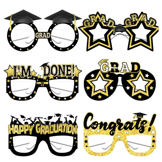 Lubelski 6Pcs Party Glasses Creative Shape Vibrant Color Lightweight All Match Stunning Visual Effect Decorative Interesting Graduation Season School Party Funny Glasses Party Supplies