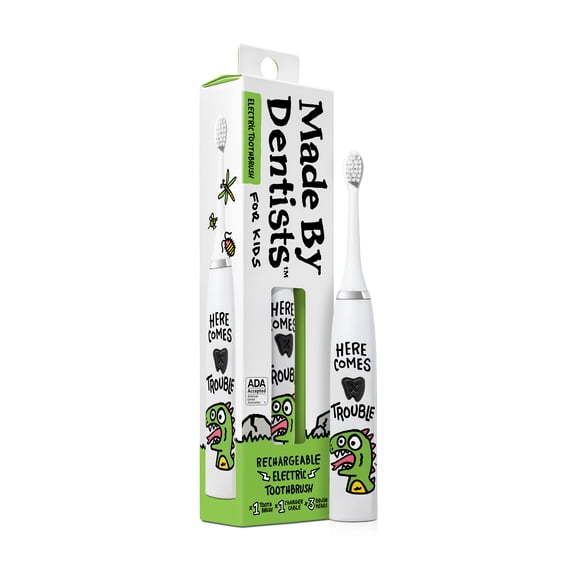 Made By Dentists Kids' Dinosaur Rechargeable Electric Toothbrush with 2 Replacement Toothbrush Heads