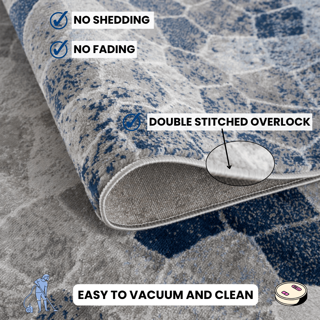 Tapis d'intérieur géométrique Branch Havana 2' x 2' (taille exacte : 2'3" x 2') - Bleu beige, contemporain - Entrée, couloir, salle de bain et cuisine