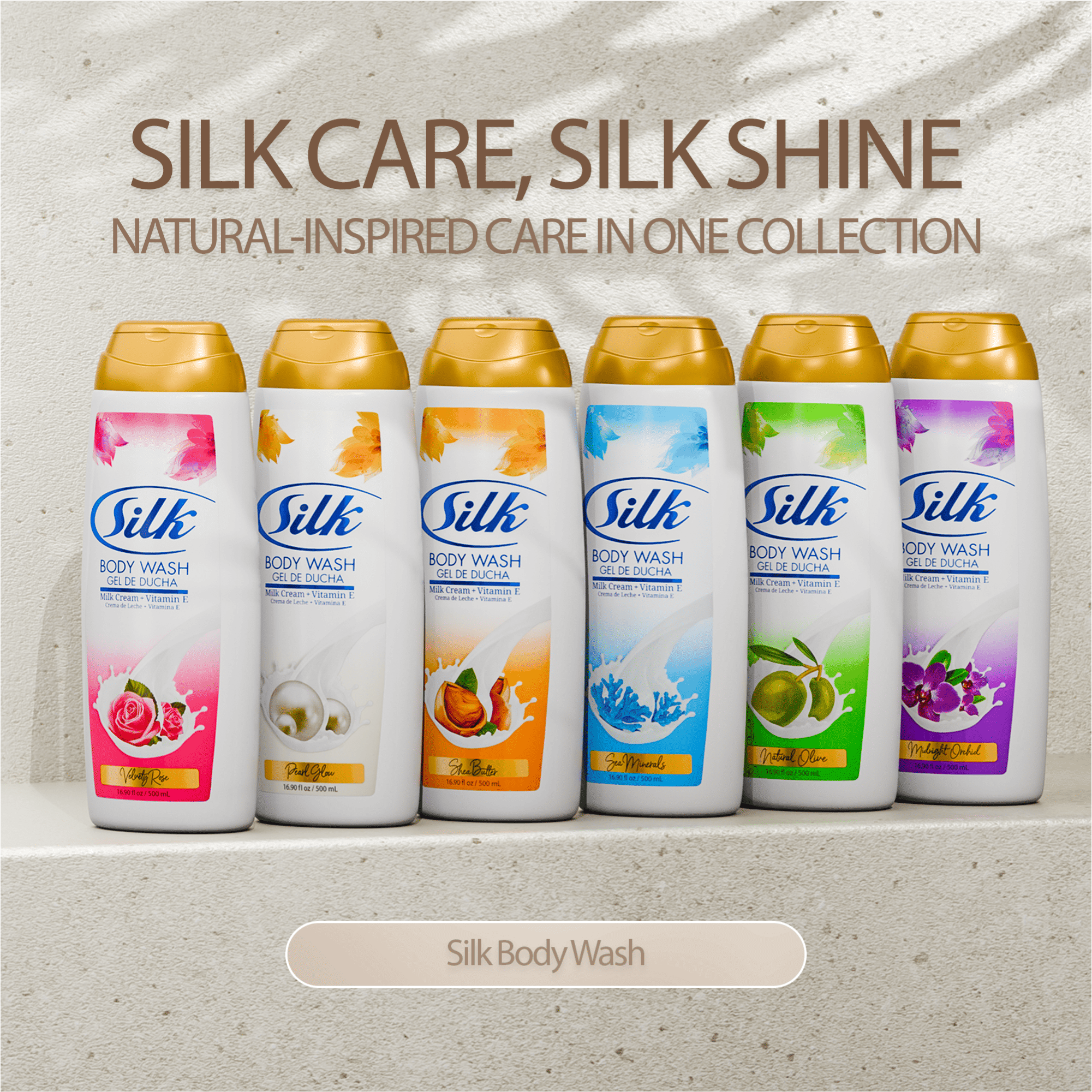 Silk Midnight Orchid Organic Body Wash Women and Men, Moisturizing Shower Gel for All Skin Types 16.9 fl oz