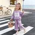 thumbnail image 2 of enyan Baby Girl Clothes Fall Winter Long Sleeve Top and Jogger Pants Set Casual Daily Outfits for Toddler Girl Purple，2-3 Years, 2 of 7