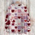 thumbnail image 2 of Nokdvo Women Sweat Shirts Lightweight Valentines Love Heart Graphic Round Neck Pullover Top Fall Winter Casual Knitted Loose Fit Pullover Sweaters,Purple Pink M, 2 of 4