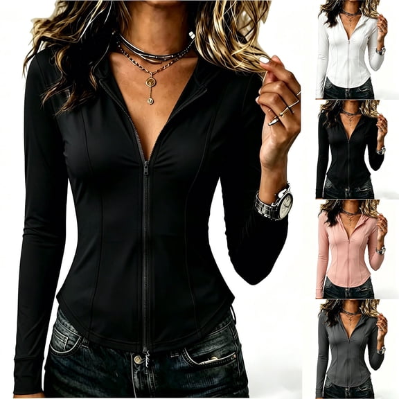 Purcolt Women's Workout Jackets UPF 50 Lightweight Zip Up Cropped Athletic Jacket Slim Fit Hooded Running Yoga Tops Thumb Holes