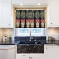 thumbnail image 5 of Yayeee Kitchen Curtains Tier Pair Light Filtering 27"x36" Rod Pocket Short Cafe Window Panel, Beige Striped Trees, 5 of 7