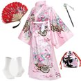 thumbnail image 5 of Bata tipo kimono de anime japonés para mujer, bata de geisha yukata, vestido dulce, bata de baño de satén con flores, ropa de dormir, 5 of 5