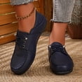 thumbnail image 2 of Rokment Women's Oxfords Dress Walking Shoes Vintage Casual Leather Lace up Flat Comfortable Soft Sole Slip on Fashion Sneakers Blue Size 6.5, 2 of 8