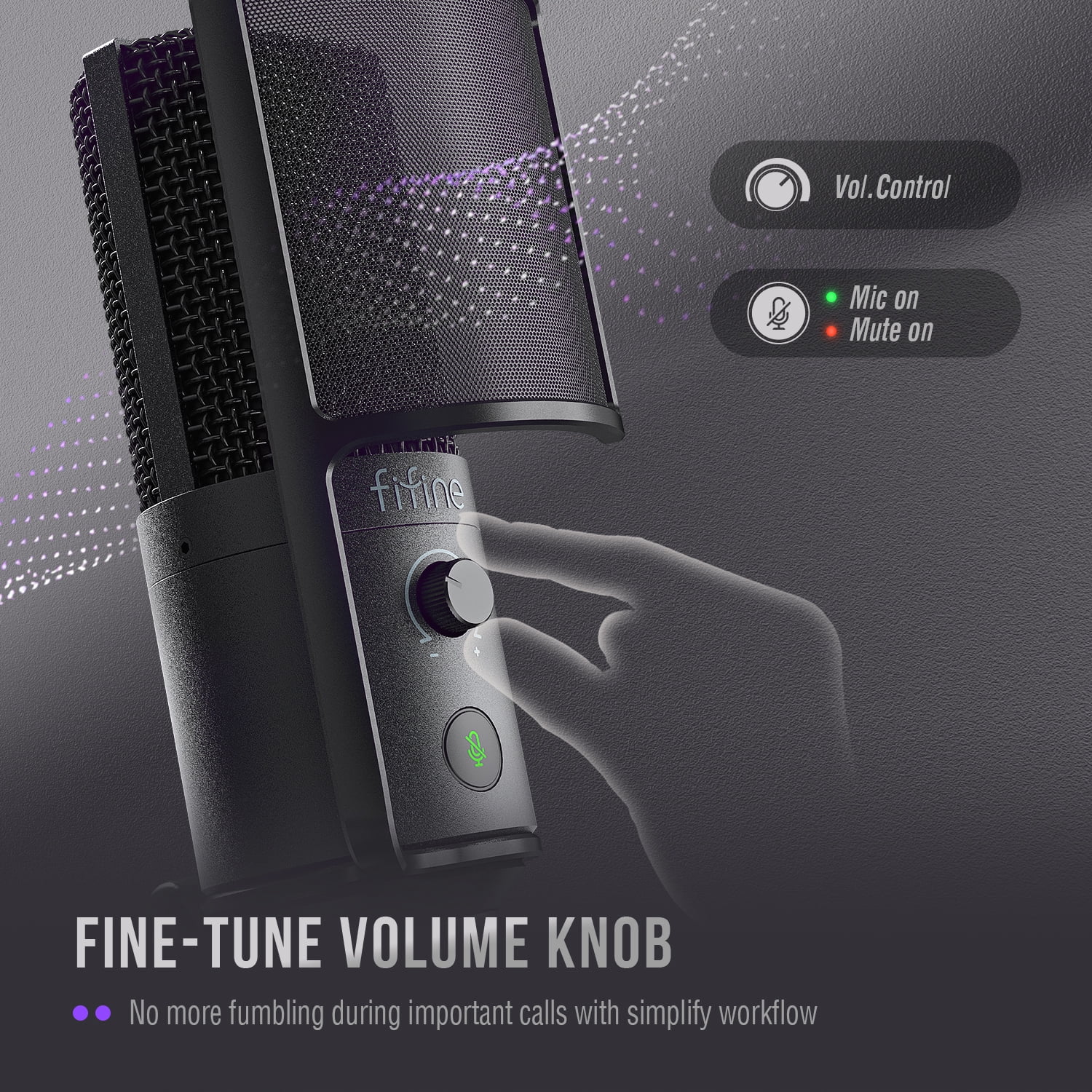 FIFINE K669B Pro USB Computer Microphone for Laptop & Desktop, Metal Condenser Microphone with Mute, Gain Control, Pop Filter for Gaming and Streaming