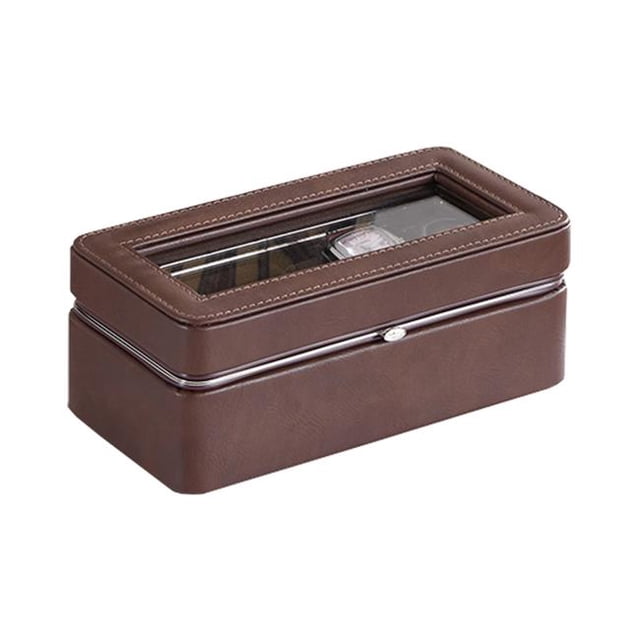 Benzara BM240947 Watch Case with 4 Slots & Removable Cushions, Brown