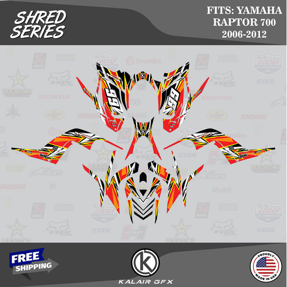 Kalair GFX Graphics Kit for Yamaha ATV RAPTOR 700 (2006-2012) Shred Series