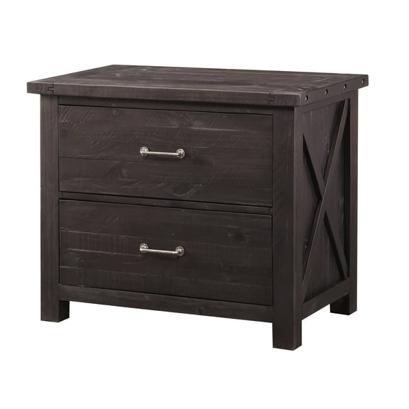Yanez Industrial Lateral File in Charcoal - Solid Wood