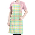 thumbnail image 5 of Colorful Grid Checkered Pattern Apron-Garden Aprons for Women with Pockets-Cotton Linen Waterproof Kitchen Cooking Gardening Aprons Adjustable for Kitchen,Cooking,BBQ and Salon 33x27 Inch, 5 of 7
