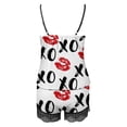 thumbnail image 4 of Pajamas for Women Trendy Valentine'S Printed Spaghetti Strap Sleeveless Shorts 2 Piece Sleepwear Fall Outfit,White,XL, 4 of 4