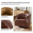 thumbnail image 5 of Genuine Leather Accent Chair with 360-Degree Swivel Base Nailhead Trims Armchair Apartment Brown, 5 of 7