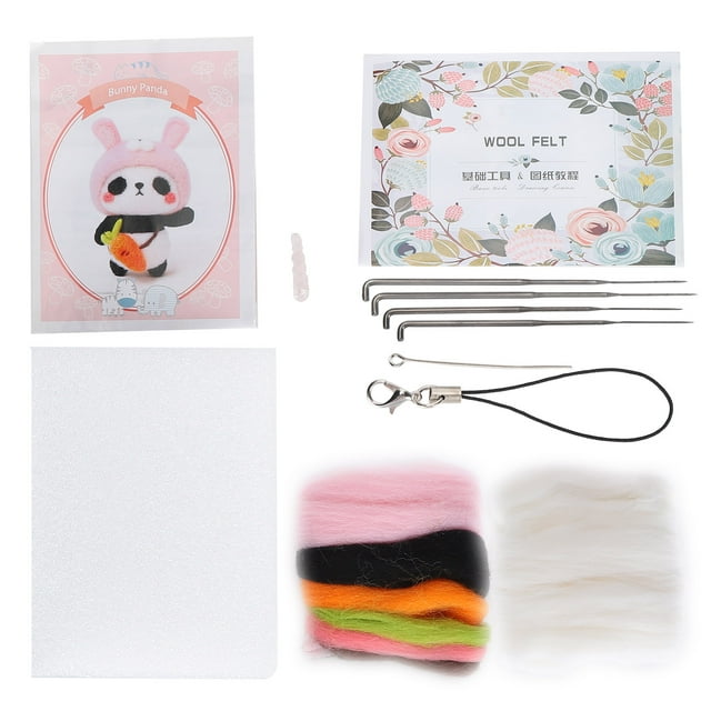 Kit de fieltro de aguja, suministros de fieltro de lana, muñeco de juguete de peluche de Animal, material de fabricación DIY, 125 # conejo