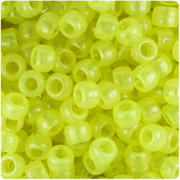 BeadTin Yellow Glow 9mm Barrel Pony Beads (500pc)