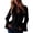 Black, variant on Ladies Tops and Blouses Elegant Solid Color Ruffle Neck Puff Sleeve Ribbed Tops for Women,White,M