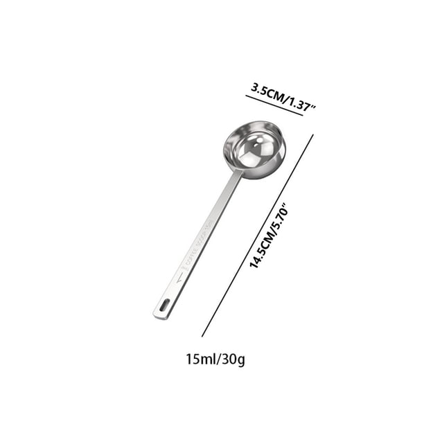Cucharas de Medición de Acero Inoxidable 15/30Ml Mango Largo 304 Cuchara de Condimento de Café, Herramienta de Cocina de Cuchara de Leche en Polvo Graduada para Té de Cacao de Proteína