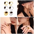 thumbnail image 2 of ANXPTIME Elegant Gold Tone C Shape Earrings Rings Featuring Tigers Eye Gemstones, 2 of 14
