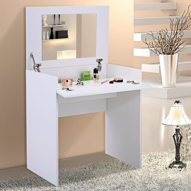 Jaxpety Dressing Table W Flip Up Mirror And Jewelry Storage Space