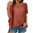 thumbnail image 2 of Wiyuqeen Summer Shirts for Women Y2K Crop Tops Short Sleeve Crew Neck Lounge Tshirts Solid Color Loose Fit Tees Summer Savings Clearance, 2 of 9