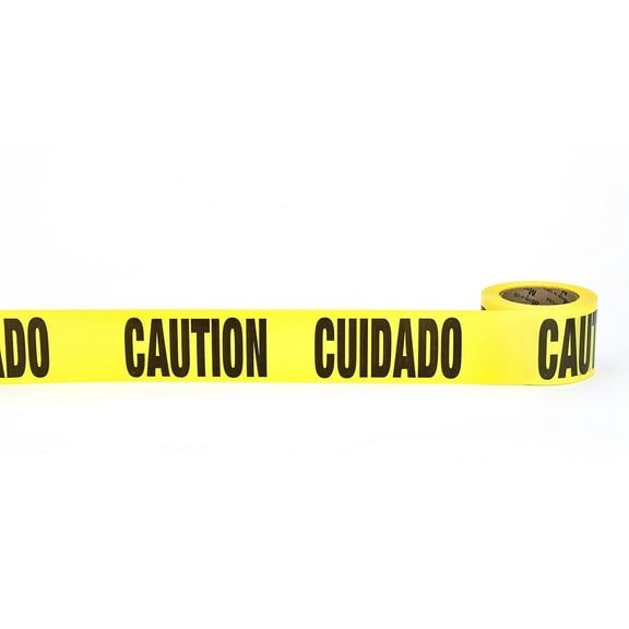 Mutual Industries "CUIDADO CAUTION" Barricade Tape 3" x 300' Yellow 16/Box (17779-51-0300)