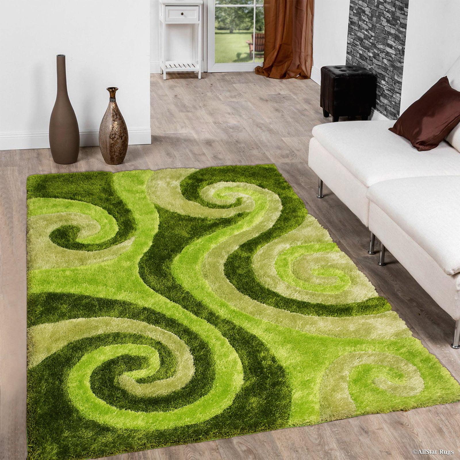 Allstar Green Gy Area Rug With 3d, Bright Green Rug