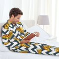 thumbnail image 4 of Mens Pajamas Set, Cute Pizza Wavy Lines Button Down Long Sleeve Loungewear Sleepwear Pjs sets for Men, 4 of 5
