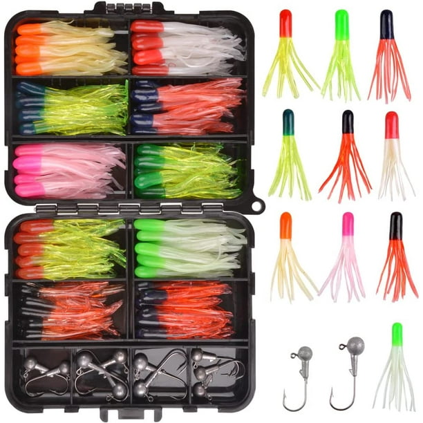 Fishing Lures Jig Head Hooks Kit - 110pcs/Box Soft Artificial Fishing Bait  Jig Head Hook Fishing Lure for Bass