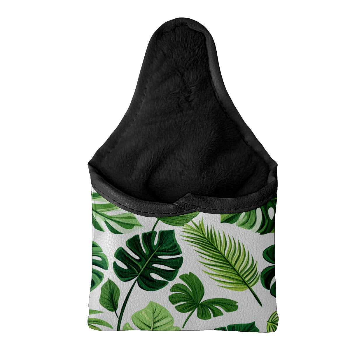 Golf Mallet Putter Cover Premium Leather Waterproof Golf Putter Head Cover with Magnetic Closure Green Leaves