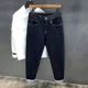 thumbnail image 4 of Pantalones vaqueros para hombre, pantalones gráficos, pantalones harén cónicos, pantalones vaqueros para hombre, estilo callejero japonés, algodón lavado, primavera otoño, mezclilla elegante, 4 of 5