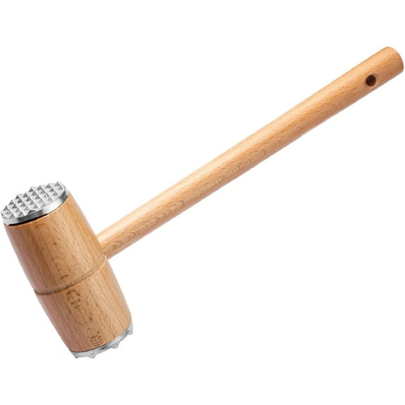 Wooden Meat Tenderizer Mallet, Aluminium Meat Tenderiser Hammer, Meat Tenderizer Hammer for Steak, Kitchen Meat Mallet