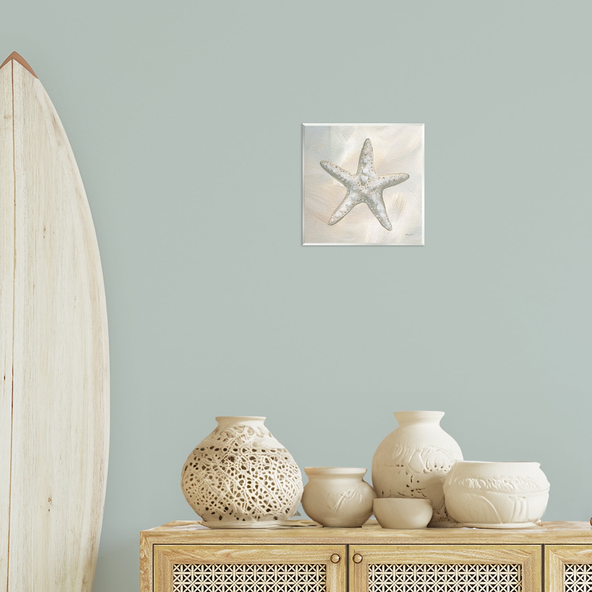 Stupell Industries Simple Beige Starfish Coastal Painting Unframed Art Print Wall Art, 12 x 12
