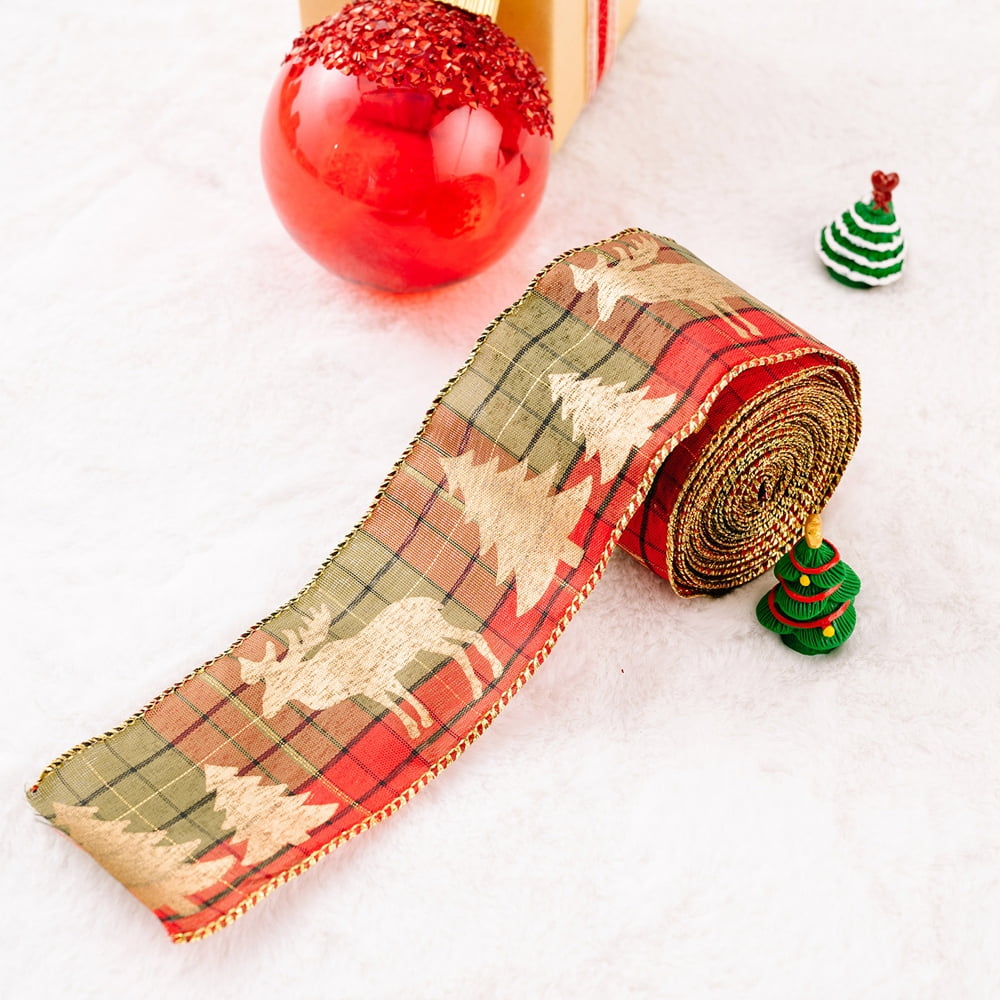 Big Clearance! DIY Christmas Wired Edge Ribbons Wired Christmas Ribbon Satin Ribbon Wide Fabric 