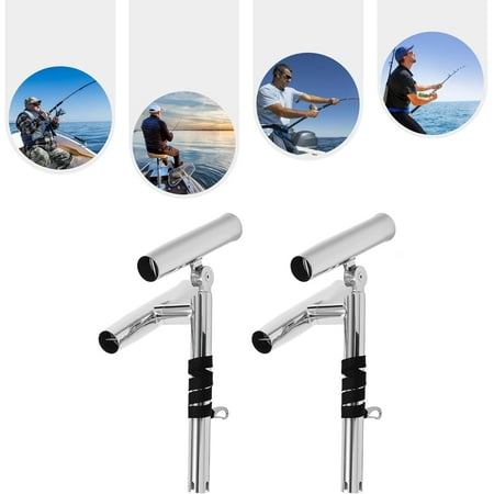 Pair of Boat Stainless Steel Fishing Dual Rod Holder Silver Highly Polished Dual Adjustable Outrigger Rod Holder Double Angle Adjustable Rod Holder Any Angle from Water for Marine Yacht