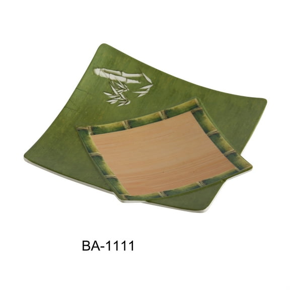 Yanco BA-1109 11 in. Bamboo Style Melamine Square Plate - Pack of 12