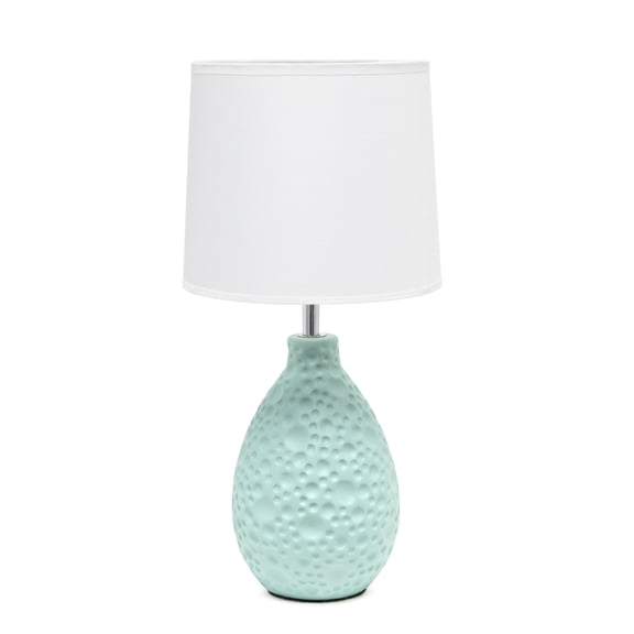 Simple Designs Textured Stucco Ceramic Oval Table Lamp