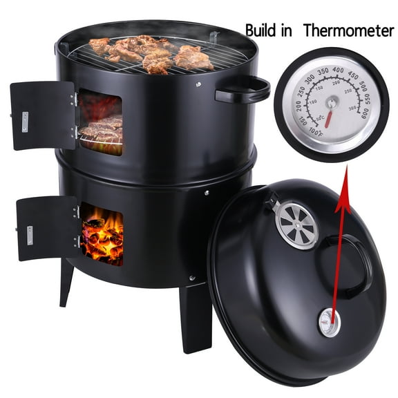 SAYFUT 3-in-1 Multi-Layer Charcoal Vertical Smoker with Thermometer
