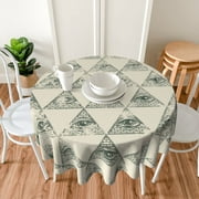TEQUAN 60" Round Tablecloth, Alchemy Masonic Allseeing Eyes Pattern Washable Polyester Table Cloth, Waterproof Wrinkle Resistant Decorative Table Cover