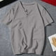 thumbnail image 1 of pstuiky Camisas casuales de manga corta para hombre, Camisa de manga corta con cuello para hombre, estilo casual, con cuello y media cremallera, con sensación de hielo y perla l, 1 of 8