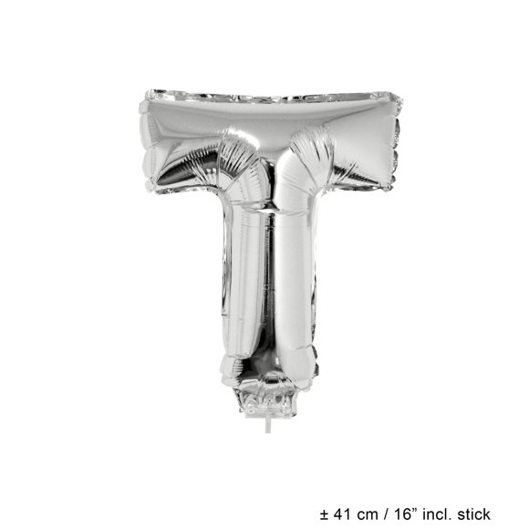 Balloon-Foil sur Bâton-Lettre T-16 Pouces-Slv